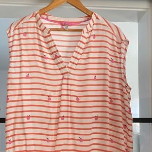 Cherry Coral Striped Sleeveless Blouse